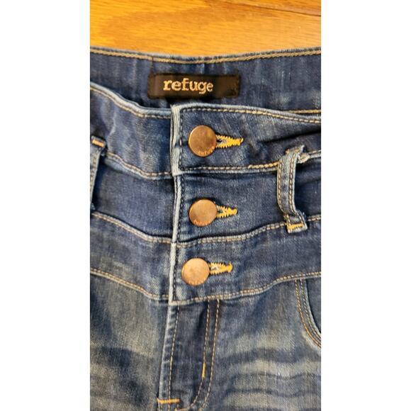 Refuge Jeans Womens Size 0 Skinny Blue Denim Stretch 3 Buttons Closure - Picture 5 of 9